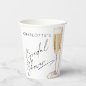 Minimalistische parels en Prosecco Bruidsmeisjesfe Papieren Bekers (Voorkant)