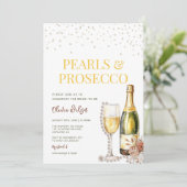 Minimalistische parels en Prosecco Vrijgezellenfee Kaart (Staand voorkant)