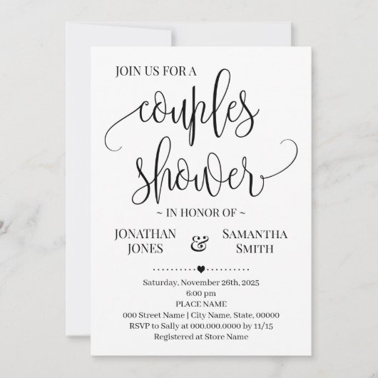 Minimalistische paren douche bruiloft eenvoudig mo kaart (Voorkant)