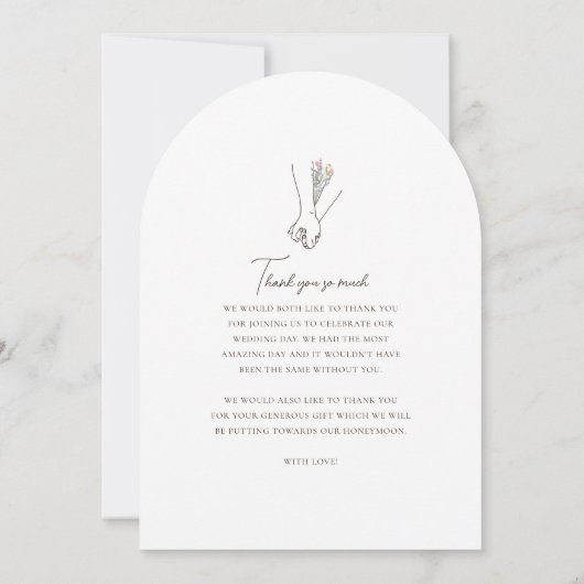 Minimalistische paren Hand in Hand Line Art Foto Kaart (Achterkant)