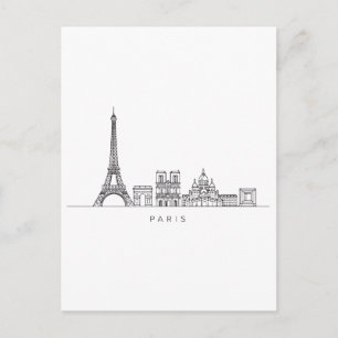 Minimalistische Parijse Skyline Lijnkunst Briefkaart