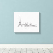 Minimalistische Parijse Skyline Lijnkunst Canvas Afdruk (Insitu (Houten vloer))