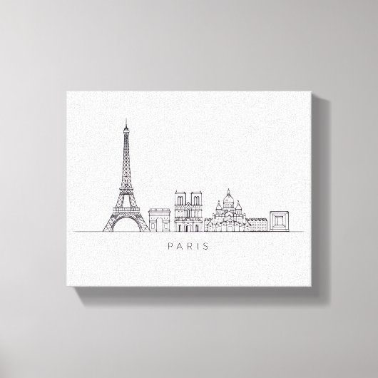 Minimalistische Parijse Skyline Lijnkunst Canvas Afdruk (Voorkant)