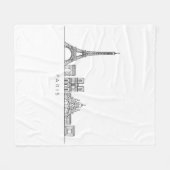 Minimalistische Parijse Skyline Lijnkunst Fleece Deken (Voorkant (Horizontaal))