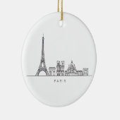 Minimalistische Parijse Skyline Lijnkunst Keramisch Ornament (Rechts)