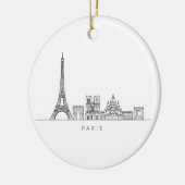 Minimalistische Parijse Skyline Lijnkunst Keramisch Ornament (Links)