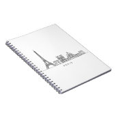 Minimalistische Parijse Skyline Lijnkunst Notitieboek (Rechterzijde)