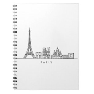 Minimalistische Parijse Skyline Lijnkunst Notitieboek