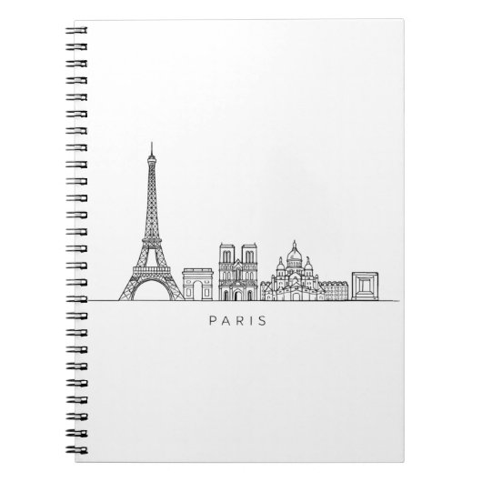 Minimalistische Parijse Skyline Lijnkunst Notitieboek (Voorkant)