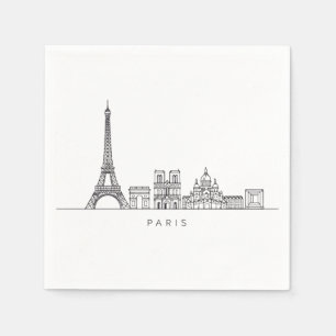 Minimalistische Parijse Skyline Lijnkunst Servet