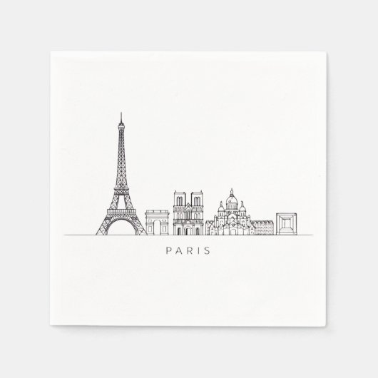 Minimalistische Parijse Skyline Lijnkunst Servet (Voorkant)