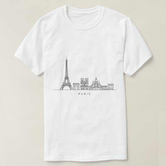 Minimalistische Parijse Skyline Lijnkunst T-shirt (Design voorkant)
