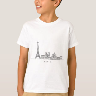 Minimalistische Parijse Skyline Lijnkunst T-shirt