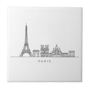 Minimalistische Parijse Skyline Lijnkunst Tegeltje