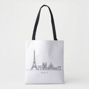 Minimalistische Parijse Skyline Lijnkunst Tote Bag
