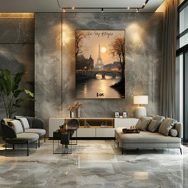 Minimalistische Parijse skyline muurkunst - zachte Poster