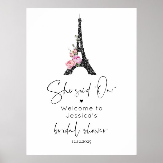 Minimalistische Paris eiffel toren bruids welkom Poster (Voorkant)