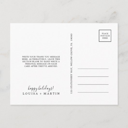 Minimalistische Pas getrouwd met kerstmis bedankt Feestdagenkaart (Achterkant)
