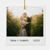 Minimalistische Pas getrouwd voor eerste kerstfees Keramisch Ornament (Achterkant)