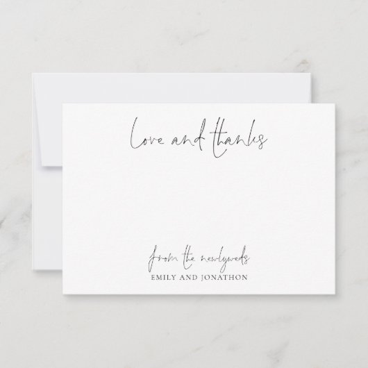 Minimalistische Pas getrouwd voor het wedden van h Notitiekaartje (Voorkant)