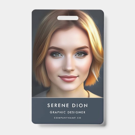 Minimalistische pasfoto met QR-code van werknemers Badge (Voorzijde)