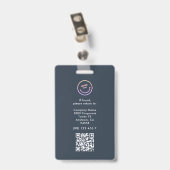 Minimalistische pasfoto met QR-code van werknemers Badge (Achterkant met clip)