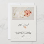 Minimalistische pasgeboren Baby Hallo Foto Aankondiging (Voorkant)