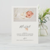 Minimalistische pasgeboren Baby Hallo Foto Aankondiging (Staand voorkant)