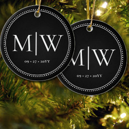 Minimalistische Passen getrouwd Monogram Black Hol Keramisch Ornament
