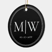 Minimalistische Passen getrouwd Monogram Black Hol Keramisch Ornament (Links)