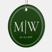 Minimalistische Passen getrouwd Monogram Groene Va Keramisch Ornament (Links)