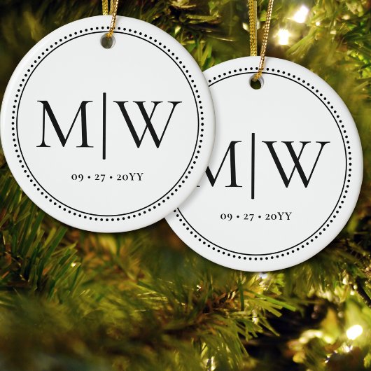 Minimalistische Passen getrouwd Monogram Witte Vak Keramisch Ornament
