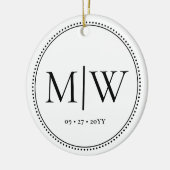 Minimalistische Passen getrouwd Monogram Witte Vak Keramisch Ornament (Links)