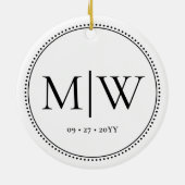Minimalistische Passen getrouwd Monogram Witte Vak Keramisch Ornament (Achterkant)