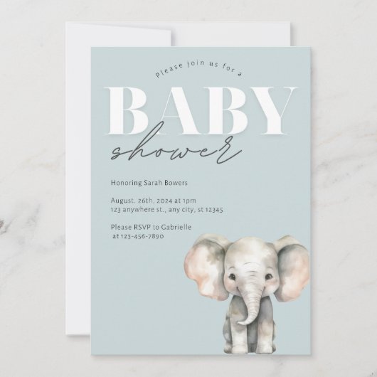 Minimalistische pastel Baby shower uitnodiging (Voorkant)