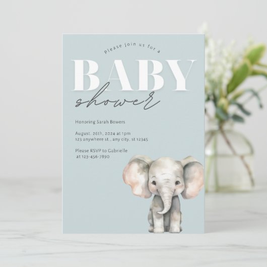 Minimalistische pastel Baby shower uitnodiging (Staand voorkant)