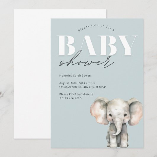 Minimalistische pastel Baby shower uitnodiging (Voorkant / Achterkant)
