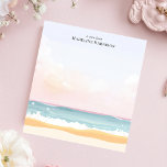 Minimalistische Pastel Beach Ocean gepersonaliseer Notitieblok<br><div class="desc">Ontsnap naar een rustige kust met dit minimalistische, gepersonaliseerde notitieblok. Het ontwerp is voorzien van een abstracte weergave van een strandscène, met zachte pastelgolven en zand weergegeven in eenvoudige, strakke lijnen. Het kalmerende kleurenpalet roept een gevoel van rust en ontspanning op. Voeg uw aangepaste tekst toe voor een unieke toets....</div>