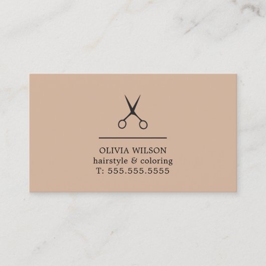 Minimalistische Pastel Black Scissors Haarsalon Visitekaartje (Voorkant)