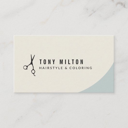 Minimalistische Pastel Black Scissors Haarstylist Visitekaartje (Voorkant)