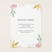 Minimalistische Pastel Bloemen Oorbel Display Kaar Visitekaartje (Achterkant)