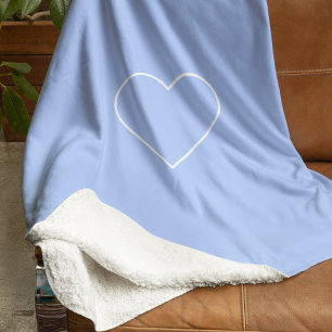 Minimalistische Pastel Blue Heart   Soft Modern Sherpa Deken