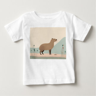 Minimalistische Pastel Capybara Baby T-shirt