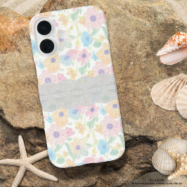 Minimalistische pastel girly bloemen en kant Schat iPhone 16 Hoesje