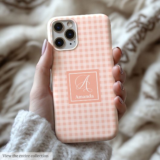 Minimalistische Pastel Koraal iPhone Hoes Naam Mon