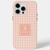 Minimalistische Pastel Koraal iPhone Hoes Naam Mon (Achterkant)