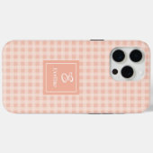 Minimalistische Pastel Koraal iPhone Hoes Naam Mon (Achterkant (horizontaal))