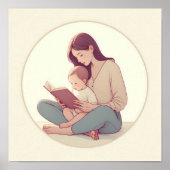 Minimalistische Pastel Kunst van Moeder met Baby Poster (Voorkant)