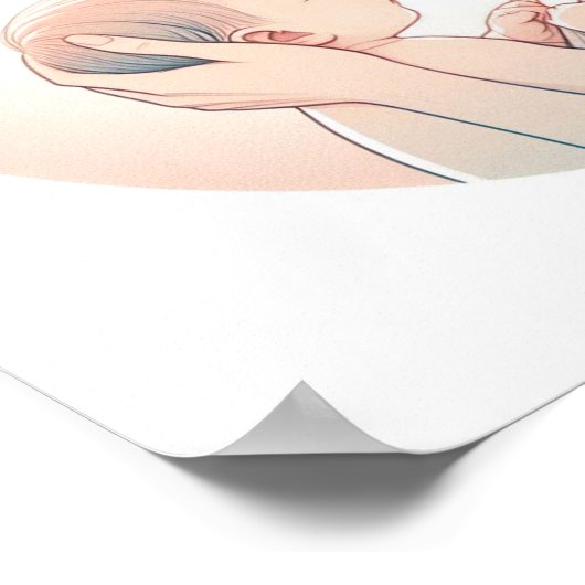 Minimalistische Pastel Kunst van Moeder met Baby Poster (Hoek)