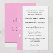 Minimalistische pastel lichtroze witte monogram kaart (Voorkant / Achterkant)